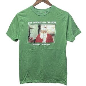 two Santas in the room things get ruthless humor graphic the office T-shirt
